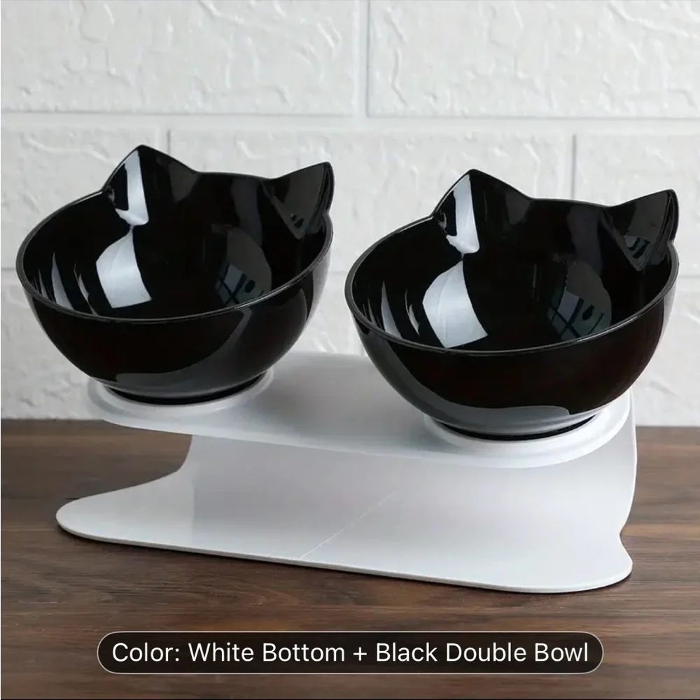 Black Cat Double Bowl Feeder